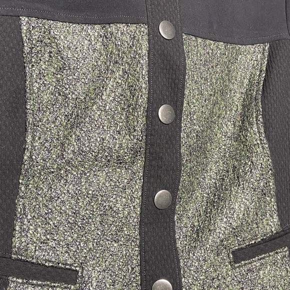 CABI Black Green Metallic Tweed Textured Panel Media Jacket Style 3036 Sz Small - Picture 4 of 8